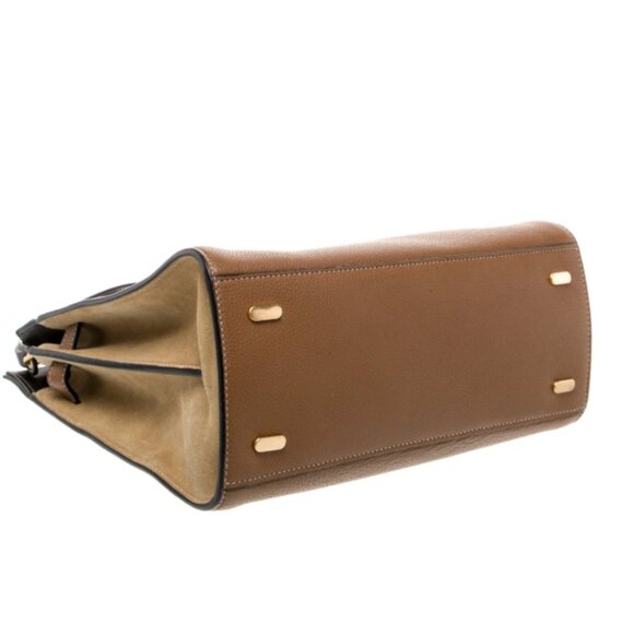 Lee Radziwill Large Double Satchel Tory Burch bag in brown leather/suede trim - Picture 5 of 16